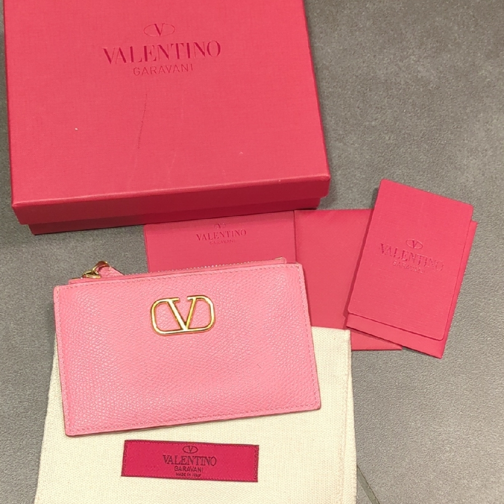 Valentino Garavani Pink Leather Card Holder